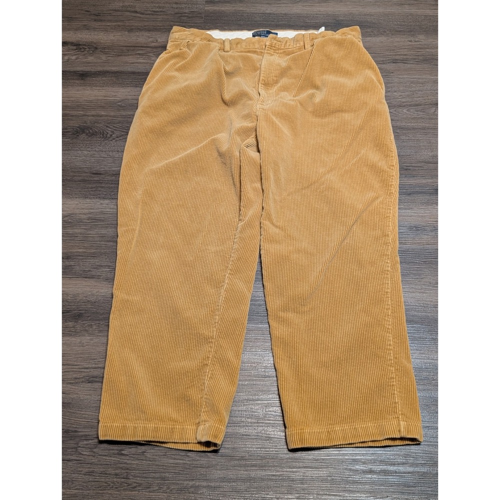 Polo Ralph Lauren Andrew Pant 40x(28)32 Tan Corduroy Pleated Relaxed Trousers